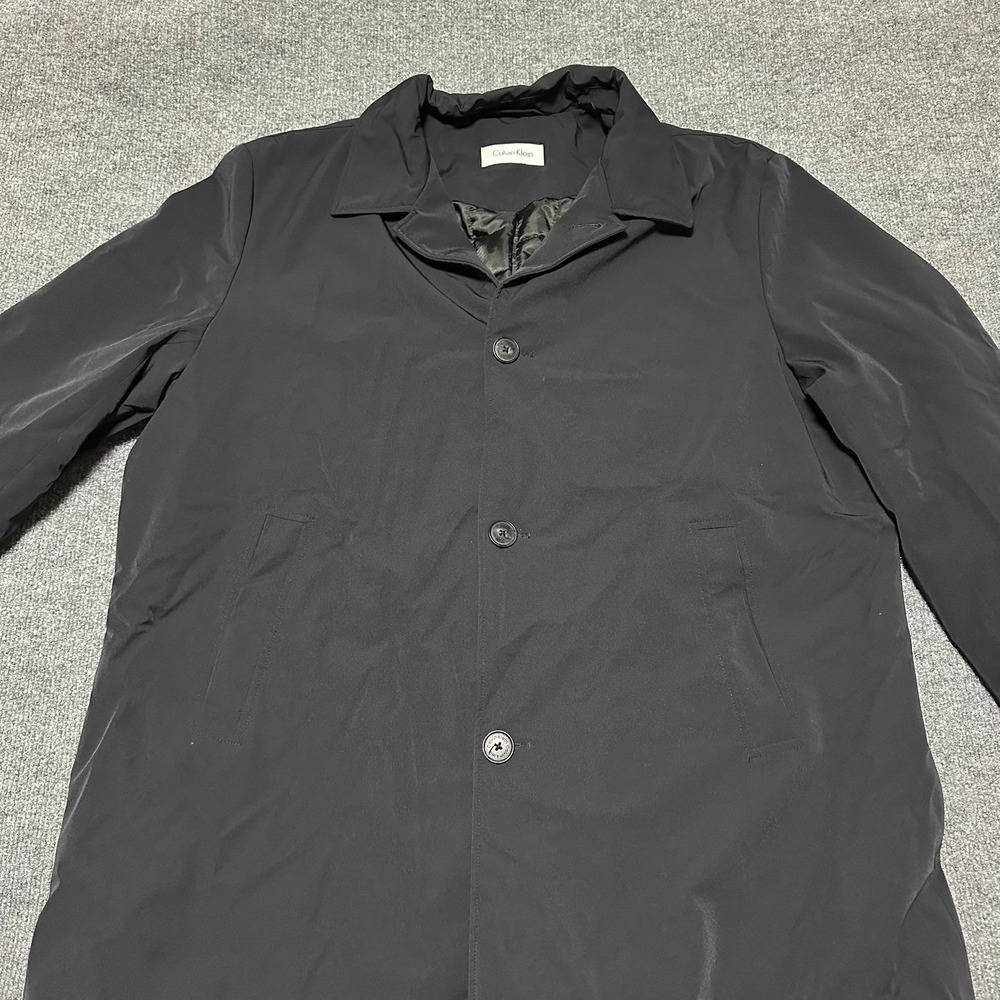 Calvin Klein Mens Black Quilted Lined Car Coat 48R Minimalist Jacket